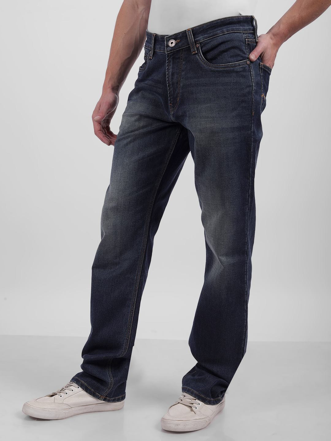 Numero Uno Men Faded Dark Blue Jeans